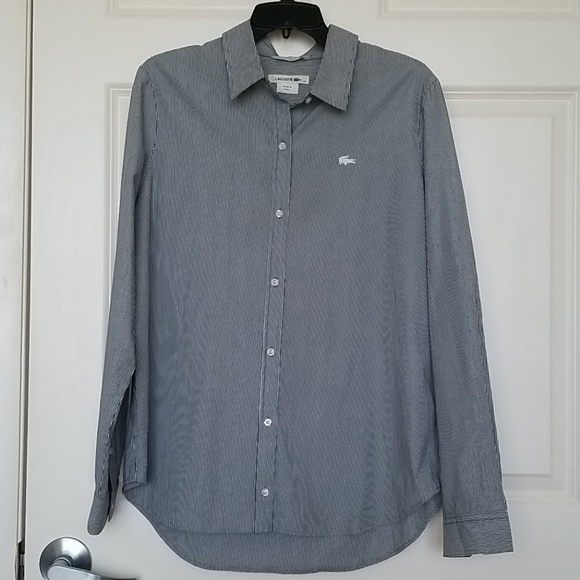 🚫SOLD - Lacoste Navy & White Stripe Shirt - Picture 2 of 8